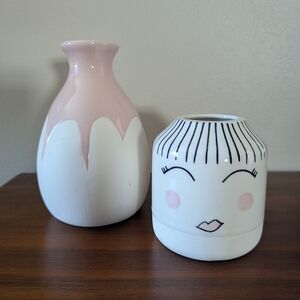 Isaac Mizrahi Charming Pink and White Ceramic Vase Set